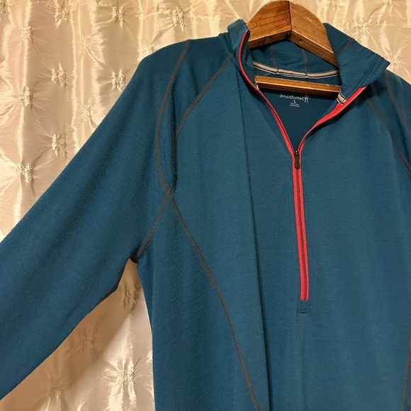 Smartwool Teal Classic Thermal Merino Base Layer 1/4 Zip Pullover - Picture 3 of 11